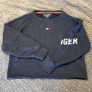 Women’s Tommy Hilfiger‎ Sport Blue Cropped Logo Sweatshirt Size Large READ